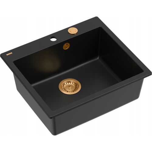 Chiuveta MORGAN 110 GraniteQ pur carbon cu sifon Push To Open culoare cupru 1 vas b/o + carlige 4 buc 146124466