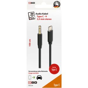 Kabel audio 2GO AUX/MP3 do USB Type-C - Stereo 100cm czarny 146124596 - Kabel USB