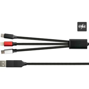 Kabel USB PYTHON Python USB 6-in-1 Ladekabel 3A Textilmantel schwarz 1,2m 146124934 - Kabel USB