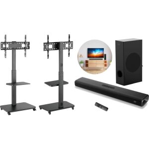 Mozos Mozos MSTV mobilny stojak tv stand do telewizora + Soundbar THEATER 146125253 - Podstawa pod telewizor i uchwyt ścienny