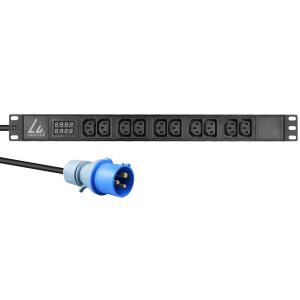 Lanview listwa zasilająca do montażu w szafie rack 19", 1U, 16A z 10 gniazdami C13, amperomierzem i kablem zasilającym 3m z wtyczką IEC 60309 16A 146125323 - Calculatoare si accesorii