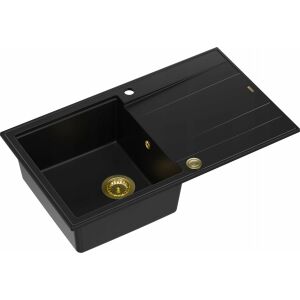 Chiuveta EVAN 111 GraniteQ cu sifon Push 2 Open 1 vas fara (860x500x210) elemente din carbon pur/aur 146126559 - Chiuvete de bucătărie