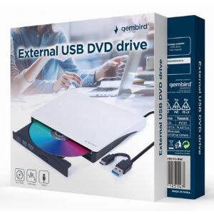 Gembird DVW EXT SLIM DVD-USB-031 fehér USB-C&3.1 DVD8x CD24x