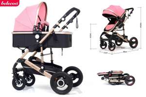 Belecoo Luxury 2:1 Babakocsi #rózsaszín-fekete 30439197