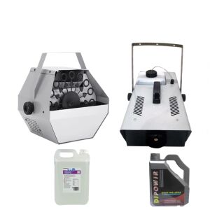 Maszyna do balonów, płyn do balonów 5 l i maszyna do dymu z pilotem, DEPOX®, srebrna 146142309 - Rekwizyty imprezowe