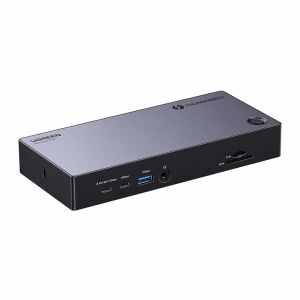 13in1 Ugreen Revodok Max 313 Thunderbolt 4 dokkolóállomás 2x USB 3.0, USB 3.2, USB-C 3.2, HDMI 2.1, DisplayPort 1.4, SD/microSD, RJ45, AUX 3.5mm, PD 140W (25085EU) 146154910 - Laptop kiegészítő