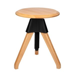 King Home Jerry Állítható Magasságú Bükkfa Zsámoly Fekete Polipropilén Csatlakozóval