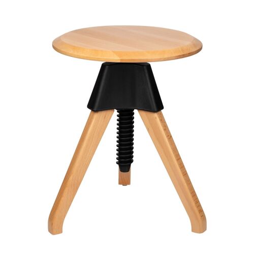 King Home Jerry Állítható Magasságú Bükkfa Zsámoly Fekete Polipropilén Csatlakozóval 146155373