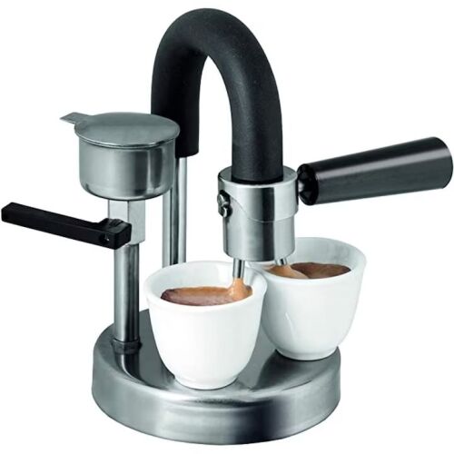 Kamira MACVI® kézi eszpresszófőző, 100% rozsdamentes acél, nyomás 4-5 bar, hordozható, áram nélkül, rozsdamentes acél szűrő 1 és 2 csésze kávéhoz, tűzhely és sütő kompatibilis. 146155481