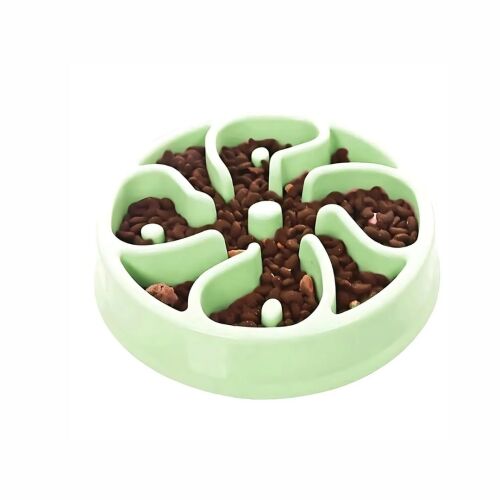 Macvi® tál kutyáknak, lassú etetésre, műanyag, csúszásmentes, 19 cm, zöld