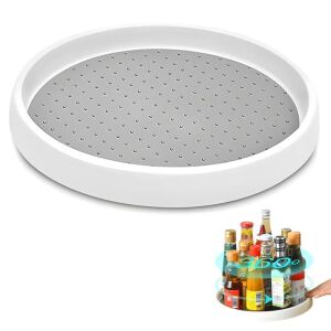 Macvi® forgó tálca a konyhába, 30 cm, csúszásmentes felület, 360°-os forgás, fűszerrendező, fehér/szürke