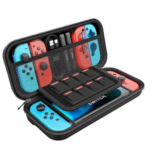 Macvi® hordtáska Nintendo Switch / Switch OLED készülékhez, teljes védelem, kompakt kivitel, fekete színű 146155540