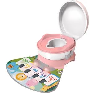 Gyermek bili Macvi® zenei alátéttel, puha, lekerekített peremmel, kiömlésmentes, reduktorral és gyűjtőtálcával, halvány rózsaszínű.