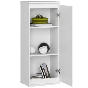 Fali szekrény, ajtóval és 3 belső polccal, 16 mm-es forgácslap, 40x30x99 cm, fehér