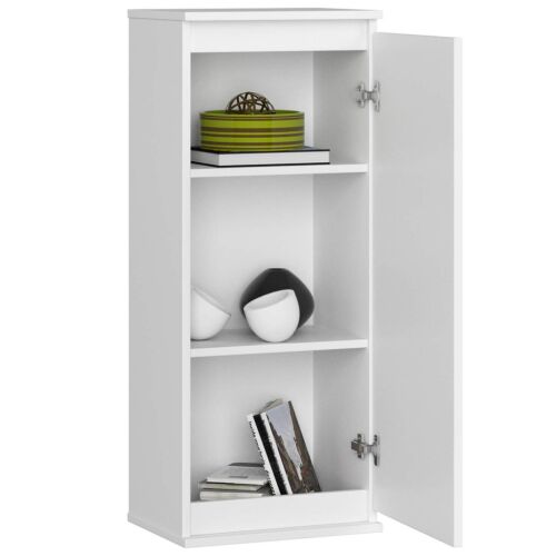 Fali szekrény, ajtóval és 3 belső polccal, 16 mm-es forgácslap, 40x30x99 cm, fehér 146156043