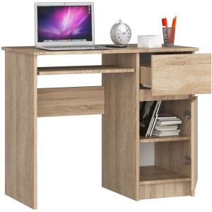 Birou computer PIKSE cu sertar, dulap si polita glisanta pentru tastatura, dreapta, 90x50x77 cm, stejar sonoma 146156211 - Birouri