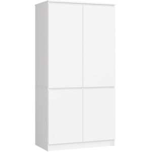 Dulap cu 4 usi, rafturi si bara pentru umerase, PAL laminat, 90x51x180 cm, alb mat 146156158 - Dulapuri