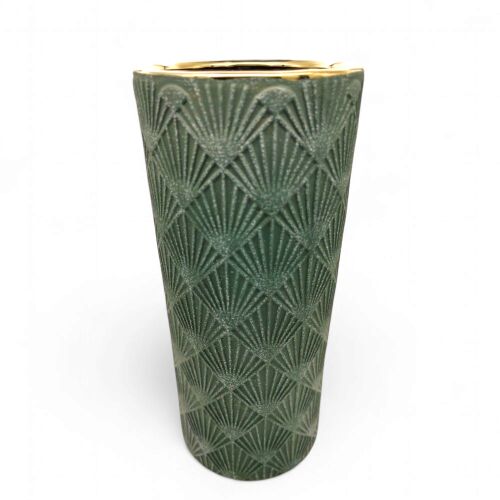 Golden Fan – Kerámia Váza Legyezőmintával (13x13x29 cm) 146156532