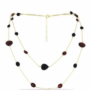 Arannyal Bevont Ezüst Nyaklánc Barton Gránáttal és Fekete Onixszal, Y62480 146159519 - Női nyaklánc