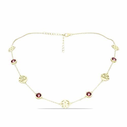 Arannyal Bevont Ezüst Nyaklánc Barton Gránáttal, Y62470 146159530