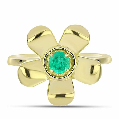 Arannyal Bevont Ezüst Gyűrű Kolumbiai Smaragddal, Y62337/54 146159546