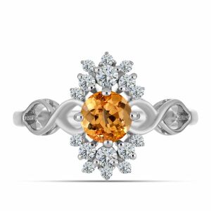 Ezüst Gyűrű "Császársárga" Topázzal és Fehér Topázzal, Y62335/54 146159556 - Női gyűrű