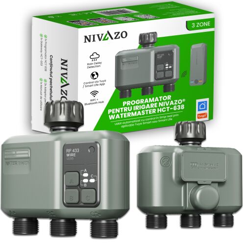 Nivazo® WaterMaster HCT-638 öntözésvezérlő, Wifi adapter, 3 zóna