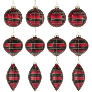 Karácsonyfa dísz piros kockás 3féle/db 146174174 - Karácsonyfadísz