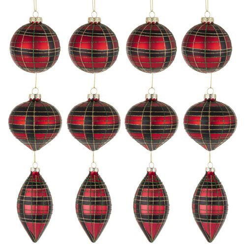 Karácsonyfa dísz piros kockás 3féle/db 146174174