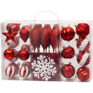 MagicHome karácsonyi gömb készlet, 39 db, piros, mix, karácsonyfára 146174424 - Karácsonyfadísz