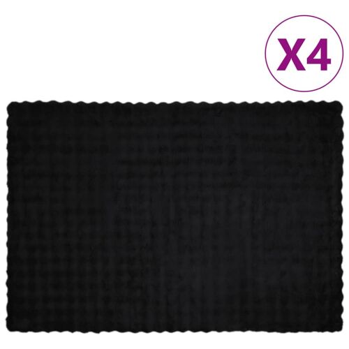 vidaXL Műnyúl szőrmés takaró 4 pcs Fekete 150 x 220 cm Poliészter 146179936