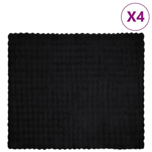 vidaXL Műnyúl szőrmés takaró 4 pcs Fekete 240 x 270 cm Poliészter 146187984