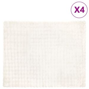 vidaXL Pătură din Blană sintetică de Iepure 4 pcs Alb 130 x 150 cm 146187995 - Cuverturi de pat
