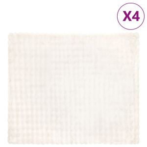 vidaXL Pătură din Blană sintetică de Iepure 4 pcs Alb 240 x 270 cm 146188006 - Cuverturi de pat