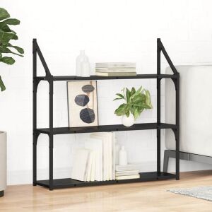 vidaXL Falpolc polcokkal Fekete tölgy 80 x 21 x 78,5 cm Faanyag 146190324 - Irodabútor