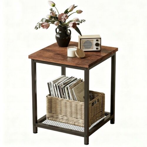 Négyszögletes kisasztal polccal, retro klasszikus barna, 55 cm 146194131