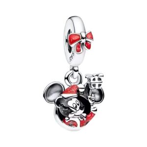 Charm compatibil cu bratara Pandora, model Santa Mickey, din argint 146198802 - Pandantive damă
