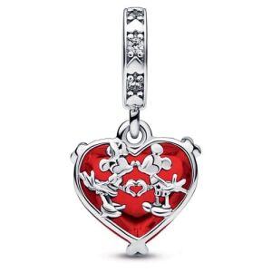 Charm compatibil cu bratara Pandora, model Disney Mickey & Minnie Mouse Kiss, din argint 146198913 - Pandantive damă
