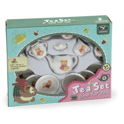 Teás készlet gyerekeknek, 6 csészével, mackó mintával