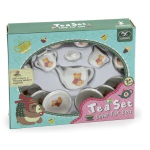 Teás készlet gyerekeknek, 6 csészével, mackó mintával