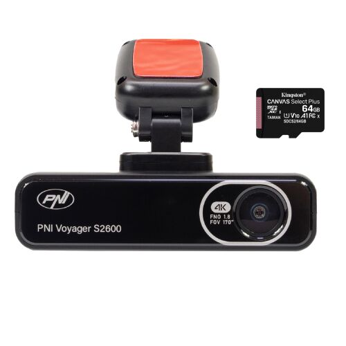 Auto-DVR-Kamera PNI Voyager S2600 WiFi, 4K Ultra HD, GPS und 64 GB microSD-Karte im Lieferumfang enthalten 146204675