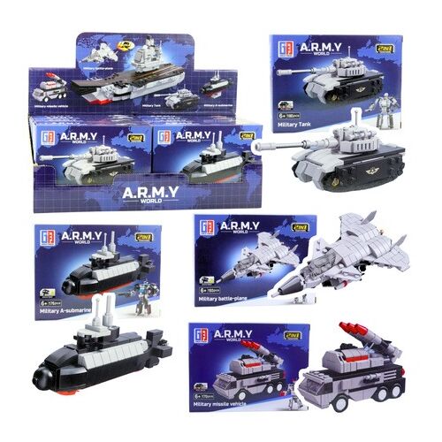 Építőkockák Hadsereg Katonai Közlekedési Eszközök Robot 2 az 1-ben- 23580