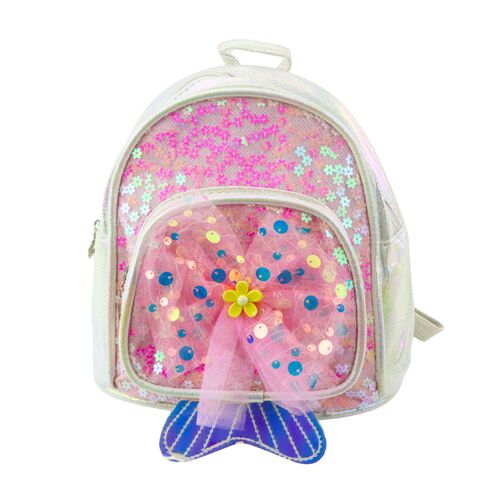Gyerek hátizsák flitteres tüll masnival, fehér, 20 cm, 3,8 l- 21761 146206142