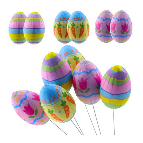 Húsvéti tojások dróttal Pick sárgarépa tulipán dekoráció színes 6db 21312