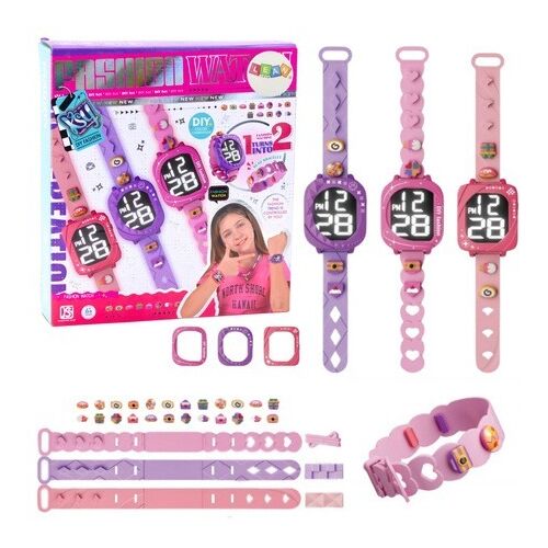 DIY karóra gyerekeknek, cserélhető, állítható szíjakkal, dekoratív gyöngyökkel – 23393