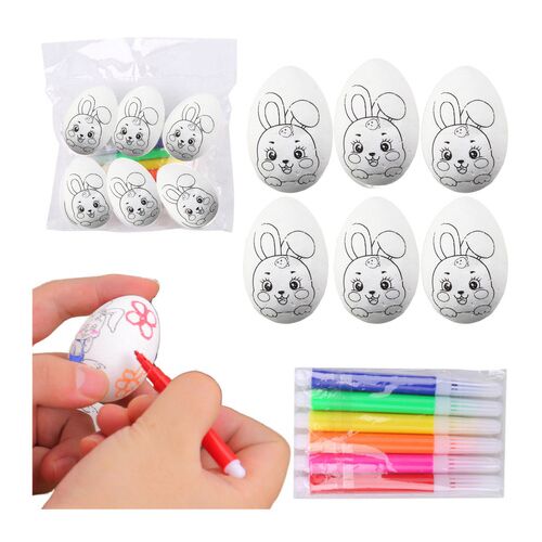 Húsvéti hungarocell tojások festéshez jelölők Nyúl minta D 6db 21342