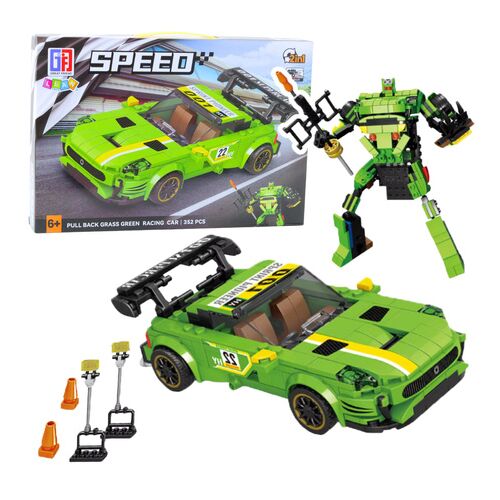 Építőkockák Autó Robot 2in1 Sárga-Zöld Meghajtású 352 db.- 23572 146207792