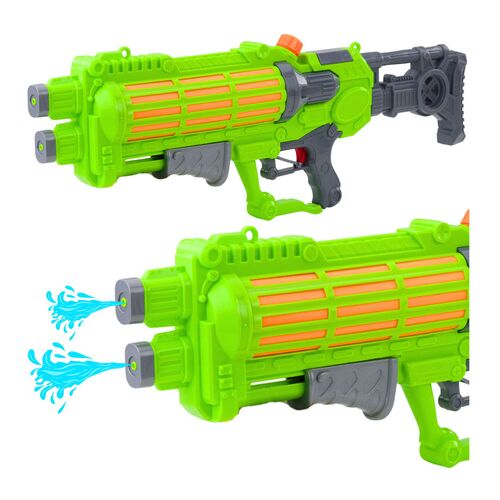 Nagy mechanikus pumpás vízpisztoly dupla fúvókával, zöld, 1250 ml – 24362