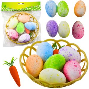 Húsvéti díszek kosárban tojások sárgarépa színes 7db 21322 146207956 - Szezonális dekoráció