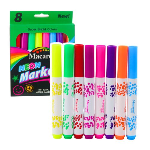 Neon Filctoll Készlet Iskolai Használathoz, Vízbázisú Tinta, Színes, 8 db – 21519 146208738